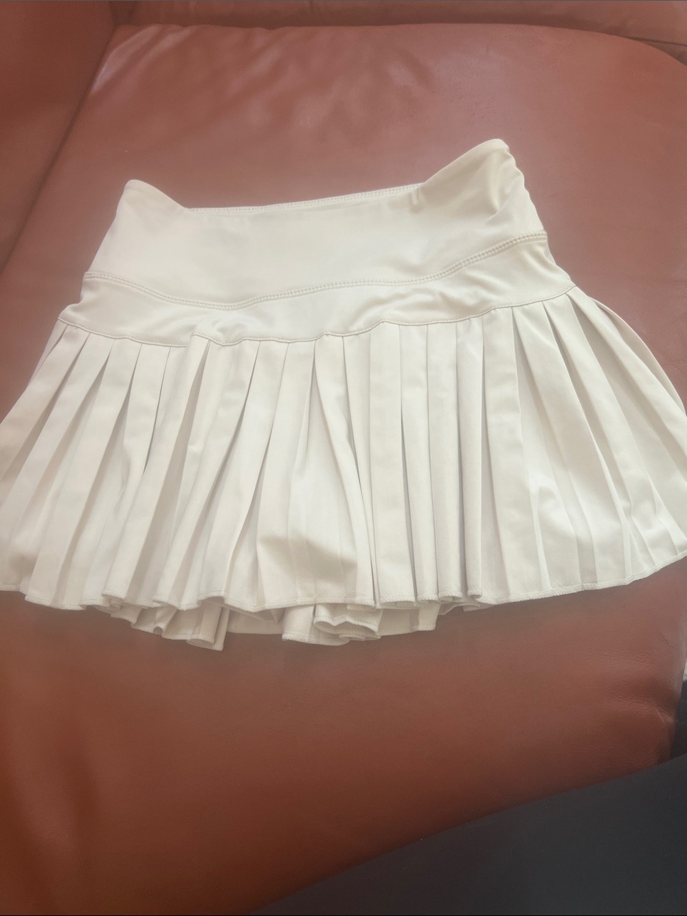 Pleated Beige Women’s Mini Skirt by Goldhinge